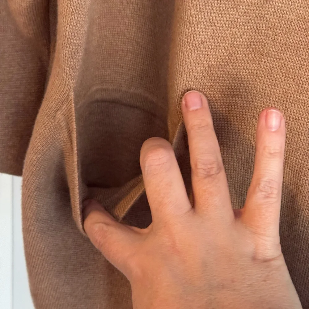 Lands' End Wool Cotton Blend Button Front Sweater Blazer in Camel 1X